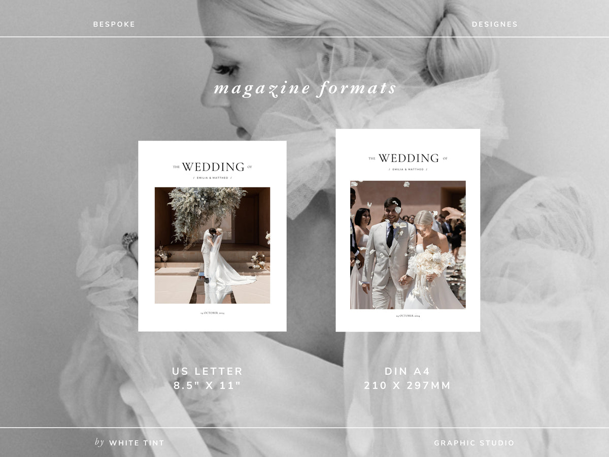 modern minimal printable coffee table wedding book magazine for photographers and newlywed couples editable in Canva