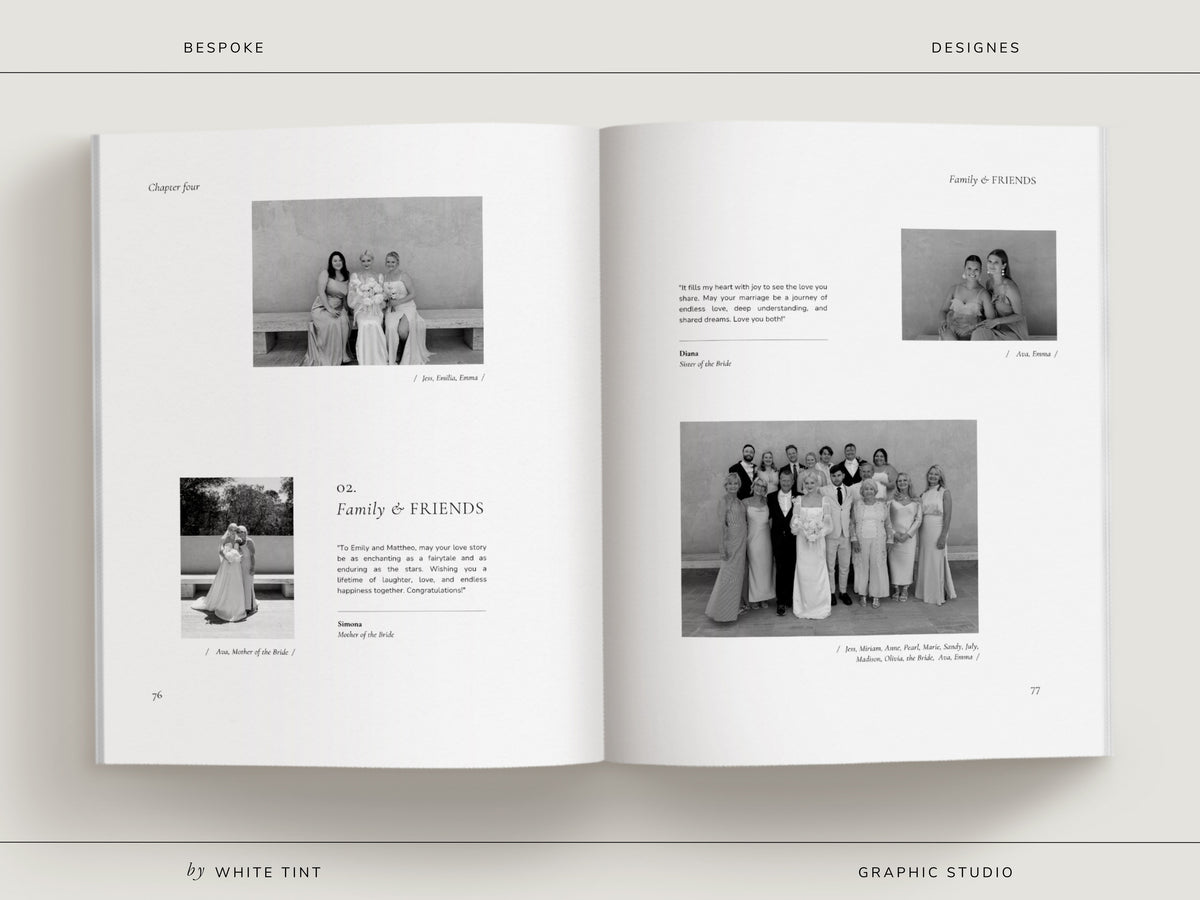 modern minimal printable coffee table wedding book magazine for photographers and newlywed couples editable in Canva